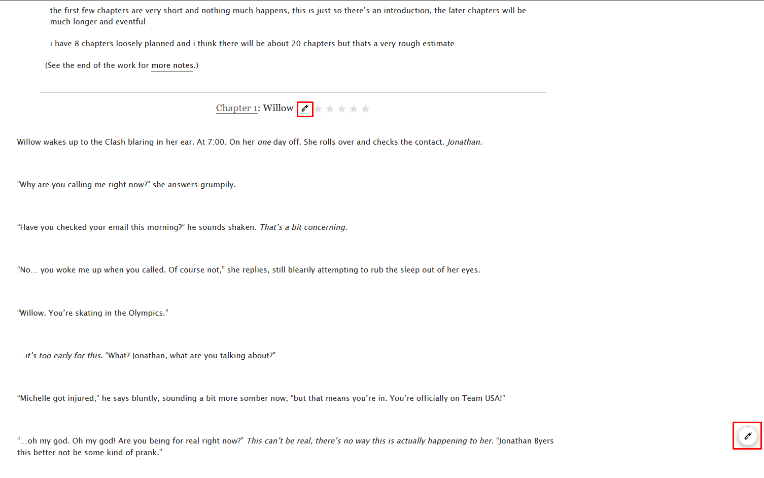Floating review button and pencil icon