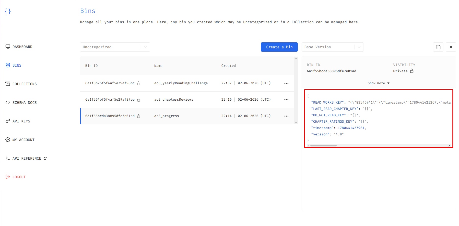 Cloud credentials saved in the extension fields